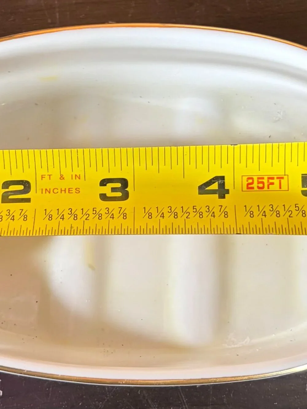 Vintage Porcelain Bar Soap Dish White w/ Gold Rim - Unmarked - GUC